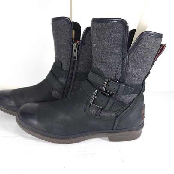 UGG Women's Robbie US 7 Waterproof Side Zip Black Buckle winter Boots - Picture 2 of 12